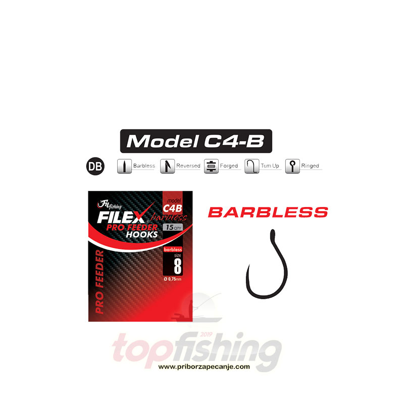 Filex Pro Feeder udice C4 Barbless - Vel. 8