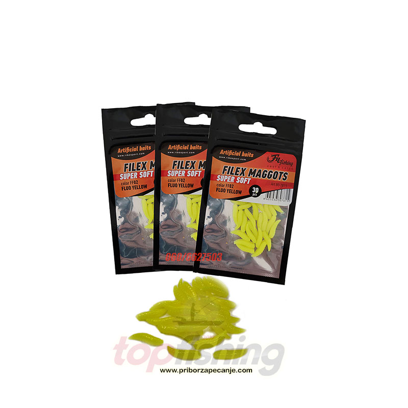 Veštački crvi u Fluorescentno žutoj boji (Maggots) - 300 kom.